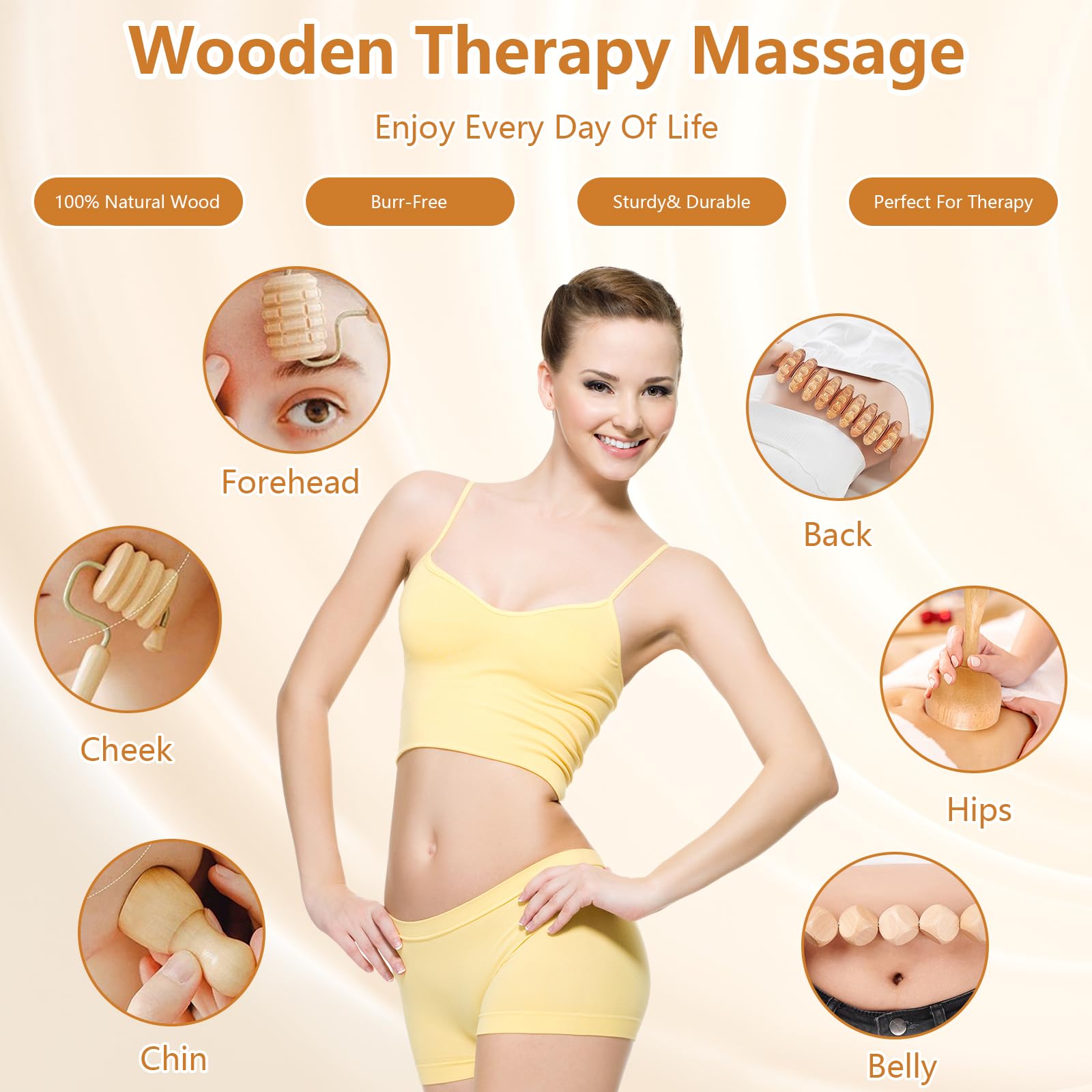 16 Piezas Herramientas de Masaje de Maderoterapia, Kit de Masajeador de Maderoterapia Completo Profesional para Modelar el Cuerpo, Drenaje Linfático, Alivio del Dolor Muscular, Anti Celulitis