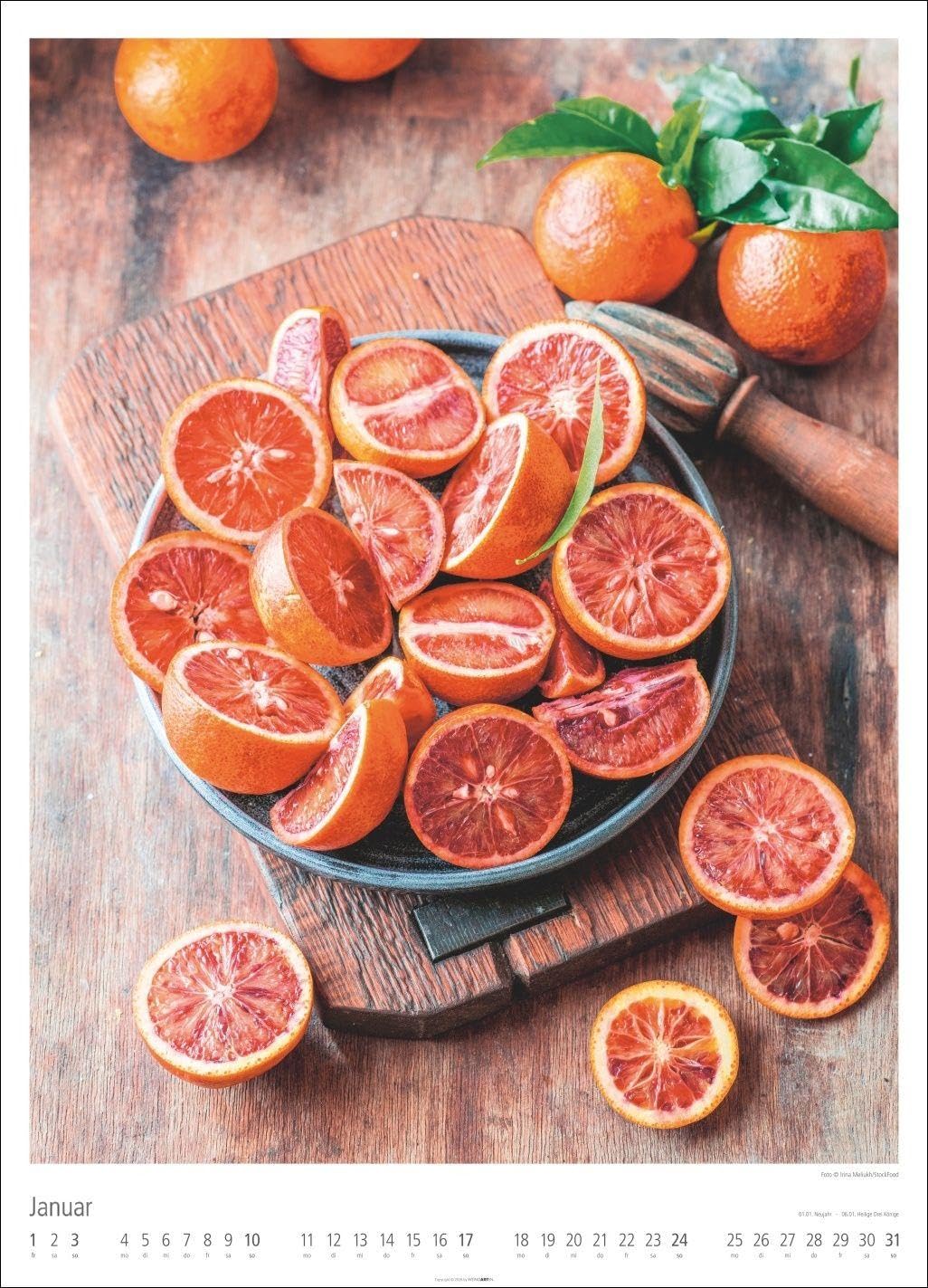 Food Gallery Kalender 2027: Großer Wandkalender mit 12 dekorativen Lifestyle-Fotos für die Küche. Food-Fotografie mit saisonalen Lebensmitteln. 49x68 cm Hochformat.