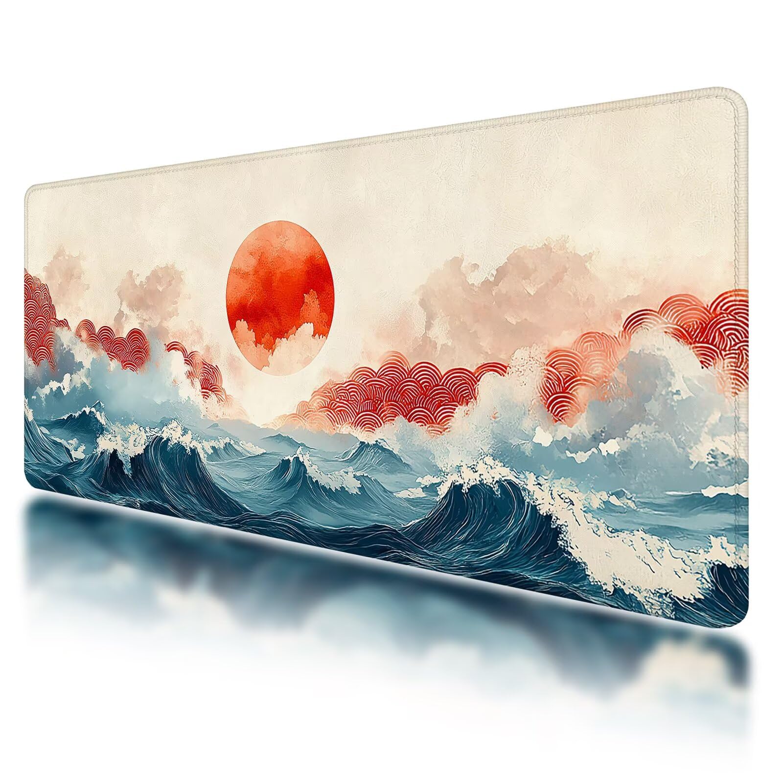 Podkładka pod mysz do gier, japońska podkładka pod mysz XXL 1200 x 600 mm, podkładka pod mysz na biurko ze szwami na krawędziach, podkładka pod mysz wodoodporna antypoślizgowa krajobrazowa do