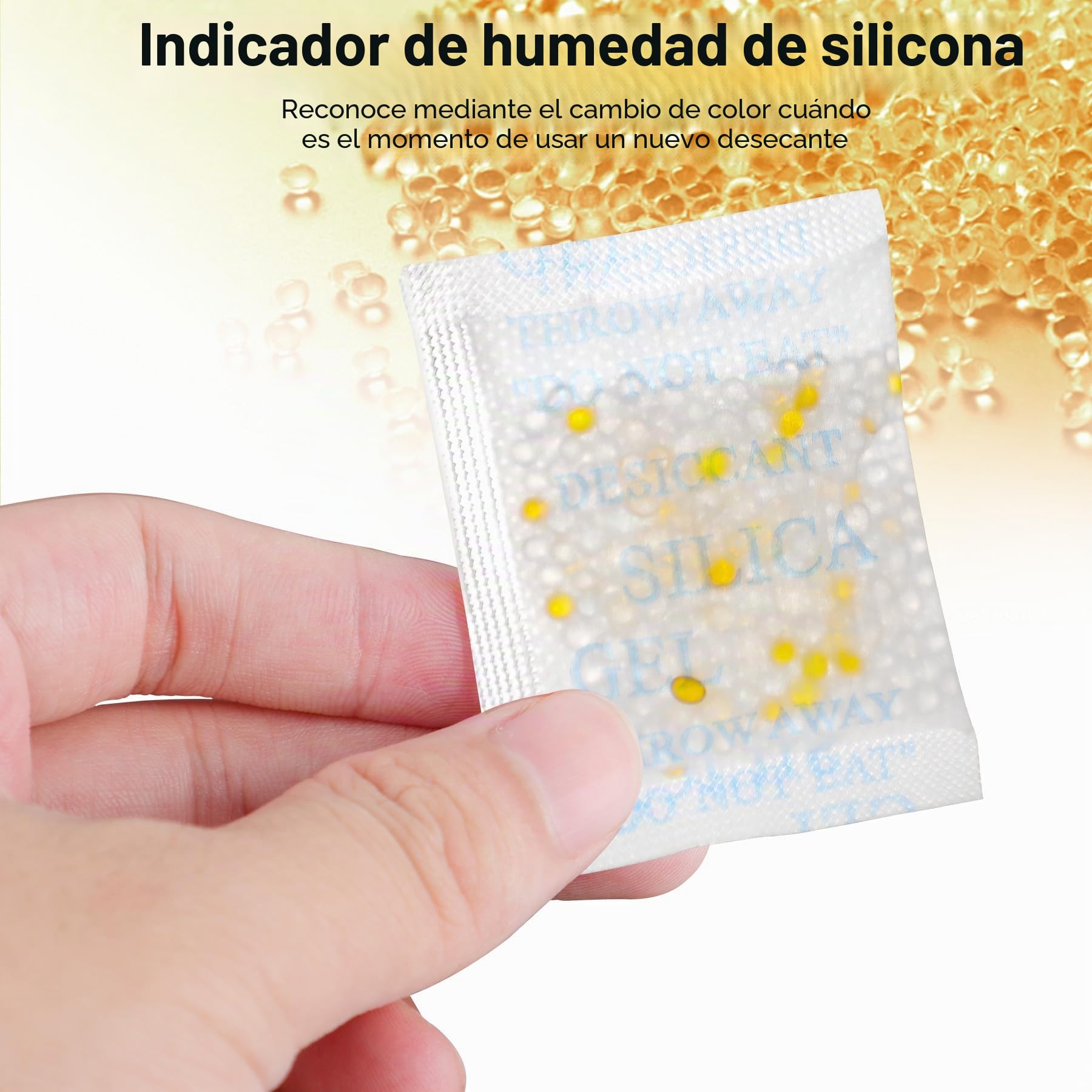 5 g x 60 bolsas de gel de sílice de grado alimenticio desecante con perlas de naranja indicador de humedad desecante para eliminar la humedad