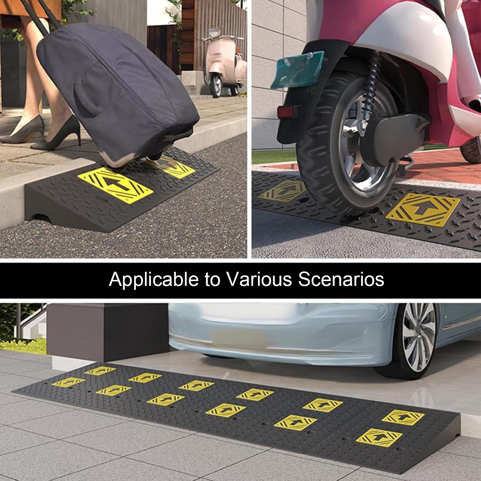 Rampa Auto, Rampe in Gomma Antiscivolo per Impieghi Gravosi, Adatte per Banchine di Carico e Scarico, Marciapiedi, Auto e Moto(50 x 15 cm/20 x 6 in)