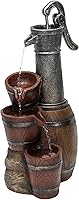 Vista 13 de Alpine Corporation ZEN576S - Bomba de agua de diseño rústico para exteriores y fuente de suelo de barril, letrero de bienvenida, 24 pulgadas