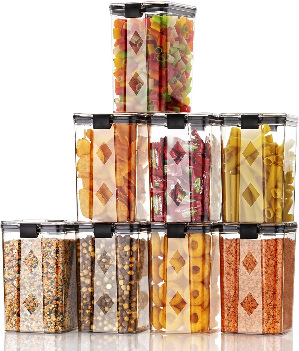 GOLWYN Air Tight Containers For Kitchen Storage Set, Bpa Container For Kitchen Storage Set, Kitchen Organizer And Kitchen Accessories Items & Storage(1200 Ml Set Of 8)(Plastic)Transparent