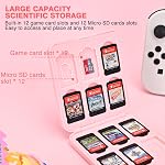 DLseego Game Card Case Holder for Switch Lite/Switch/Switch OLED, Switch Game Cartridge Memory Card Portable Storage Box with 12 Game Card Slots and 12 Micro SD Card Slots-Brown Cat