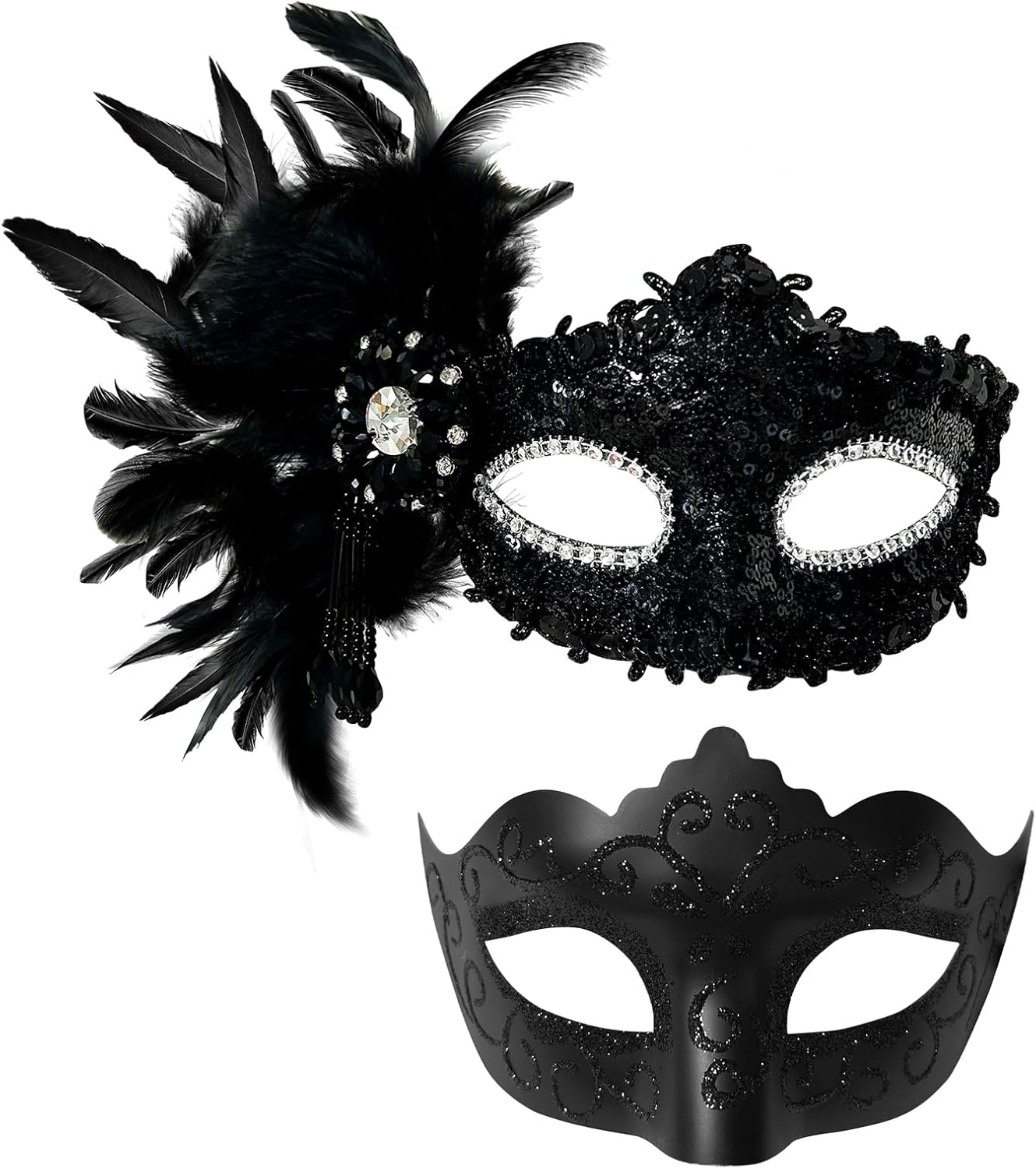 2025 New Feather Masquerade Mask for Women Men Couple