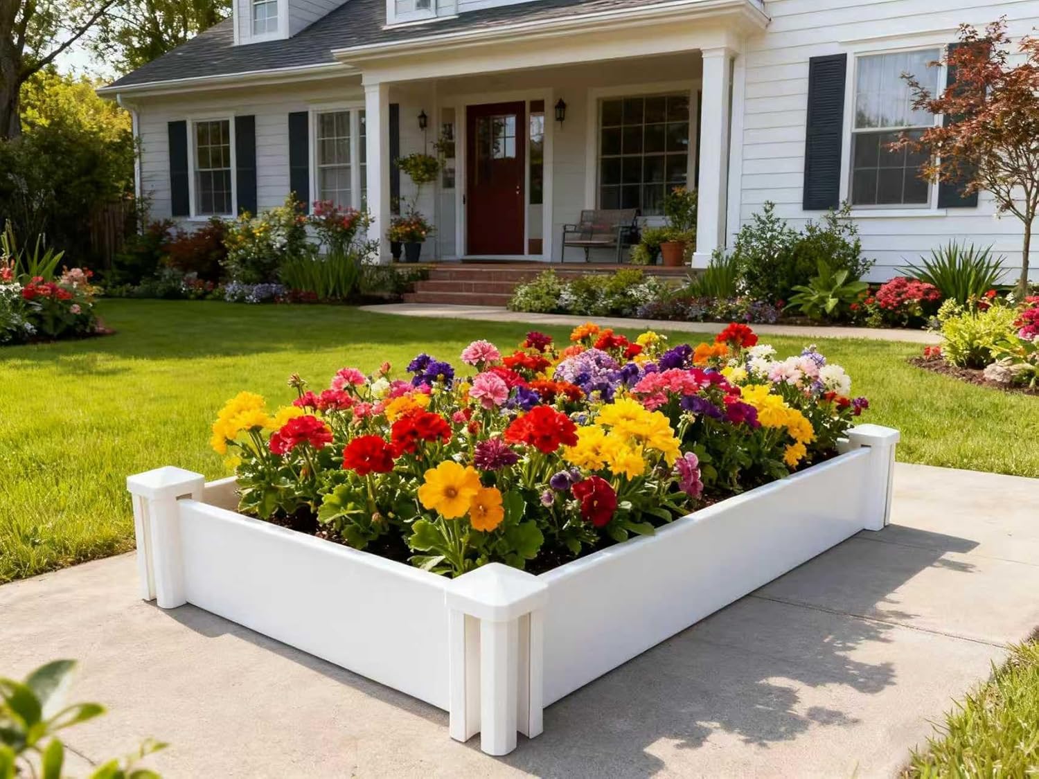 48" x 26" Vinyl Raised Garden Bed Screwless Outdoor Planter Box for Gardening Whelping Pen and More (1 Pack)