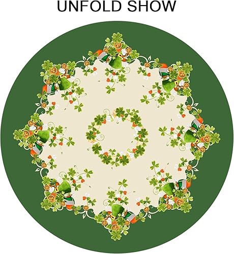 Miniatura 8 de Granbey Mantel redondo del día de San Patricio, mantel de trébol de primavera, mantel de granja de San Patricio, 60 pulgadas para cocina,