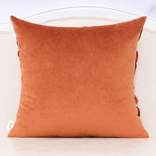 Miniatura 2 de Alerfa Funda de almohada decorativa de terciopelo floral hecha a mano con hojas en 3D para sofá, cama, sala de estar, decoración del hogar, 20 x 20