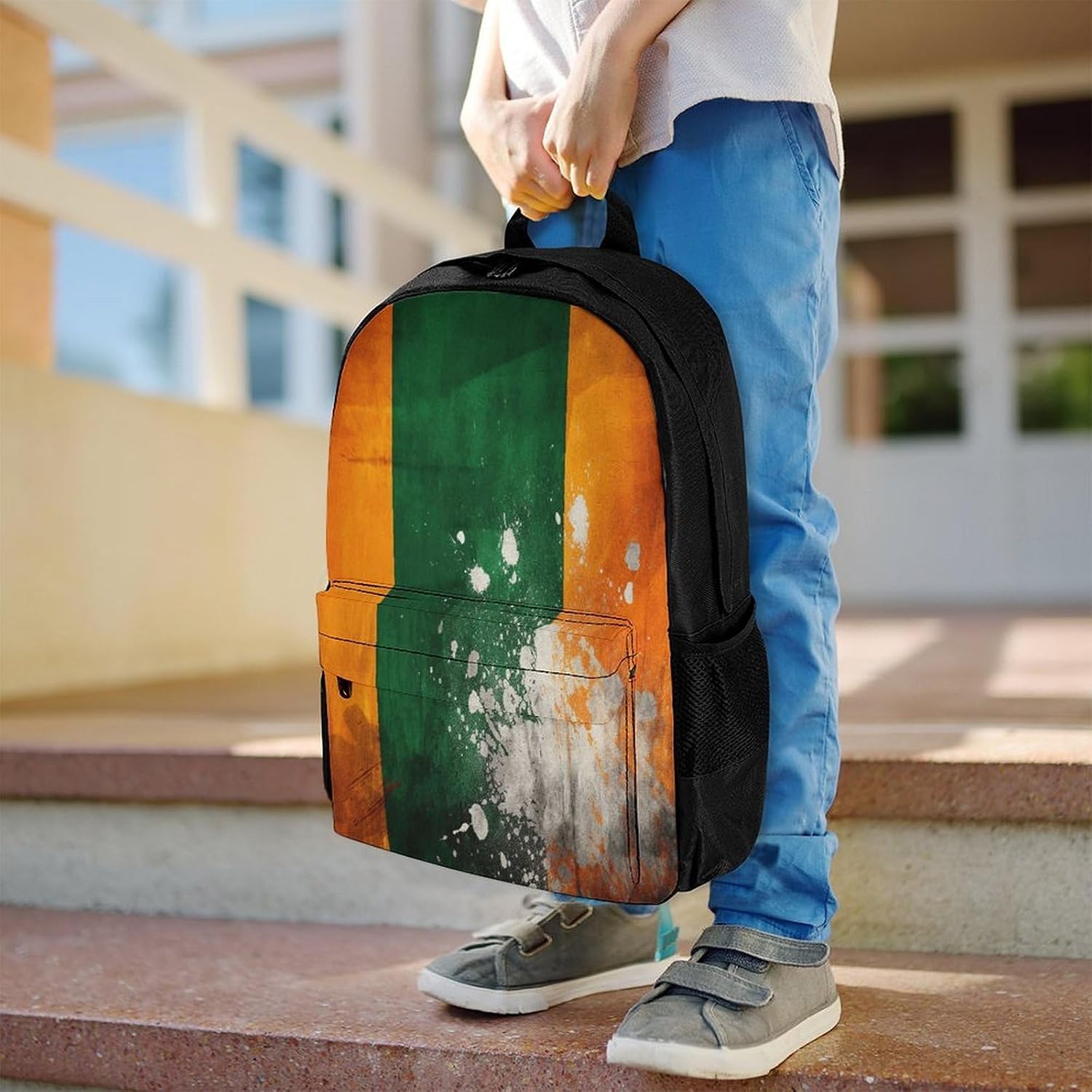 Orange And Green Pattern Backpack Daypack Travel Backpack | Lightweight Casual Laptop Backpack for Women Men Aesthetic Travel Bag for Weekender Business Hiking Outdoor