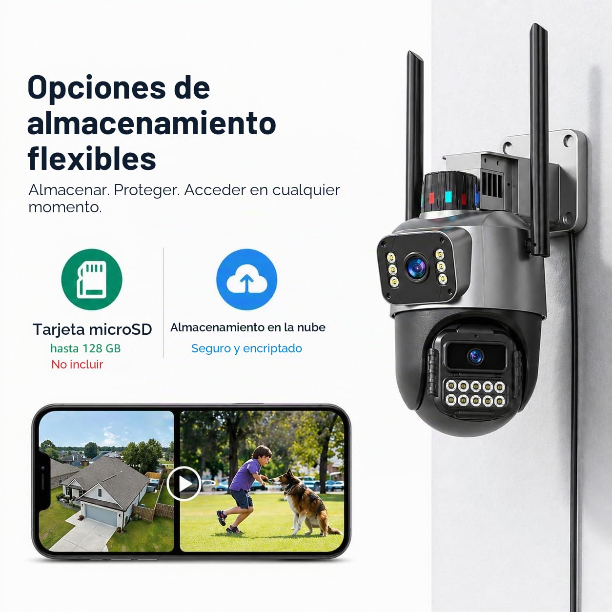 Cámara de vigilancia 5G para exteriores, 6 MP con doble objetivo para exteriores, IP66, cámara de seguridad exterior con seguimiento automático, visión nocturna, cámara exterior 24/7, 2 audios, SD