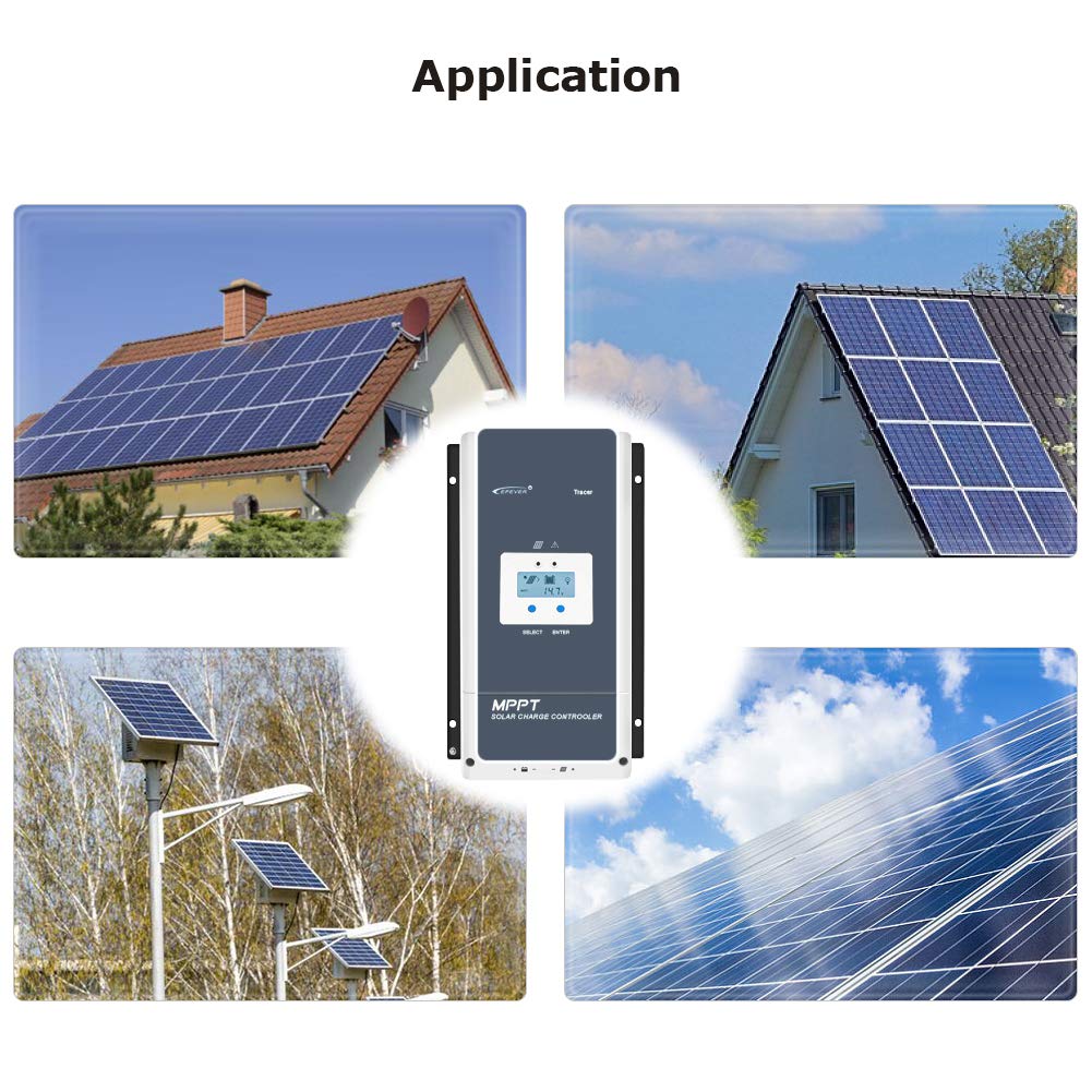 EPEVER 100A MPPT Controlador de Carga Solar 12V/24V/36V/48V con Pantalla LCD, Voltaje de Circuito Abierto de Hasta 150V para Sellado, GEL, Inundado y Usuario - Tracer 10415AN