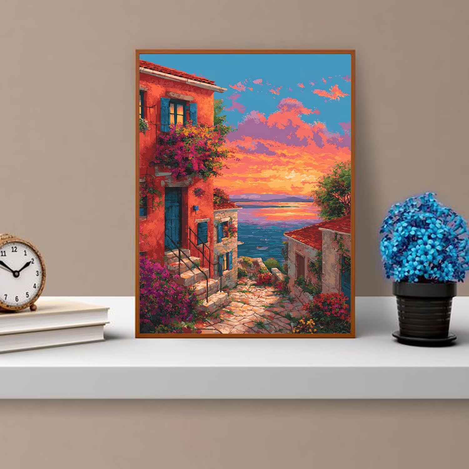 Dipingere con i Numeri Adulti nuvole, mare Dipingere con i Numeri Bambini DIY Kit, Set Premium con Pennelli, Decorazione Casa & Creativo Regalo di Compleanno, Attività di Tempo libero 70x95cm z-481