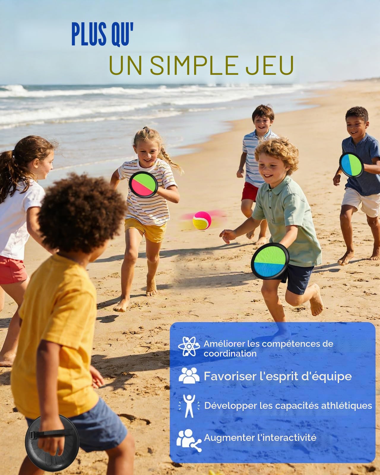 Jeu De Raquettes Scratch Catch Ball – 4 Raquettes, 6 Balles (Souples Et Dures) – Sac De Rangement – Coordination Enfants Adultes