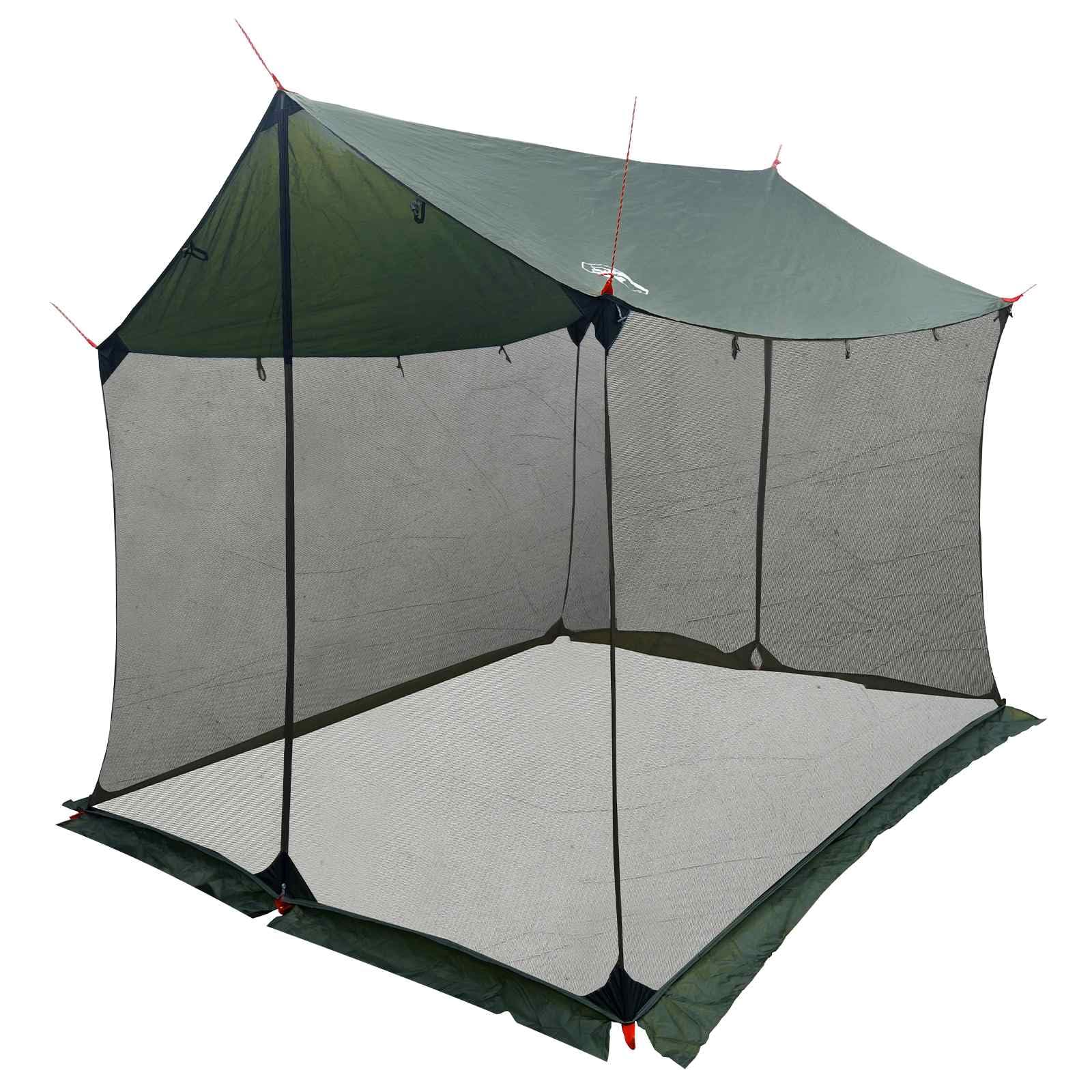 Camping-Tarp mit Mesh-Wänden 270x210x210 cm Pavillon für Garten und Camping Braun Grau Polyester-Dach Stahlrahmen Zelt mit Reißverschlusstür und Abspannseilen