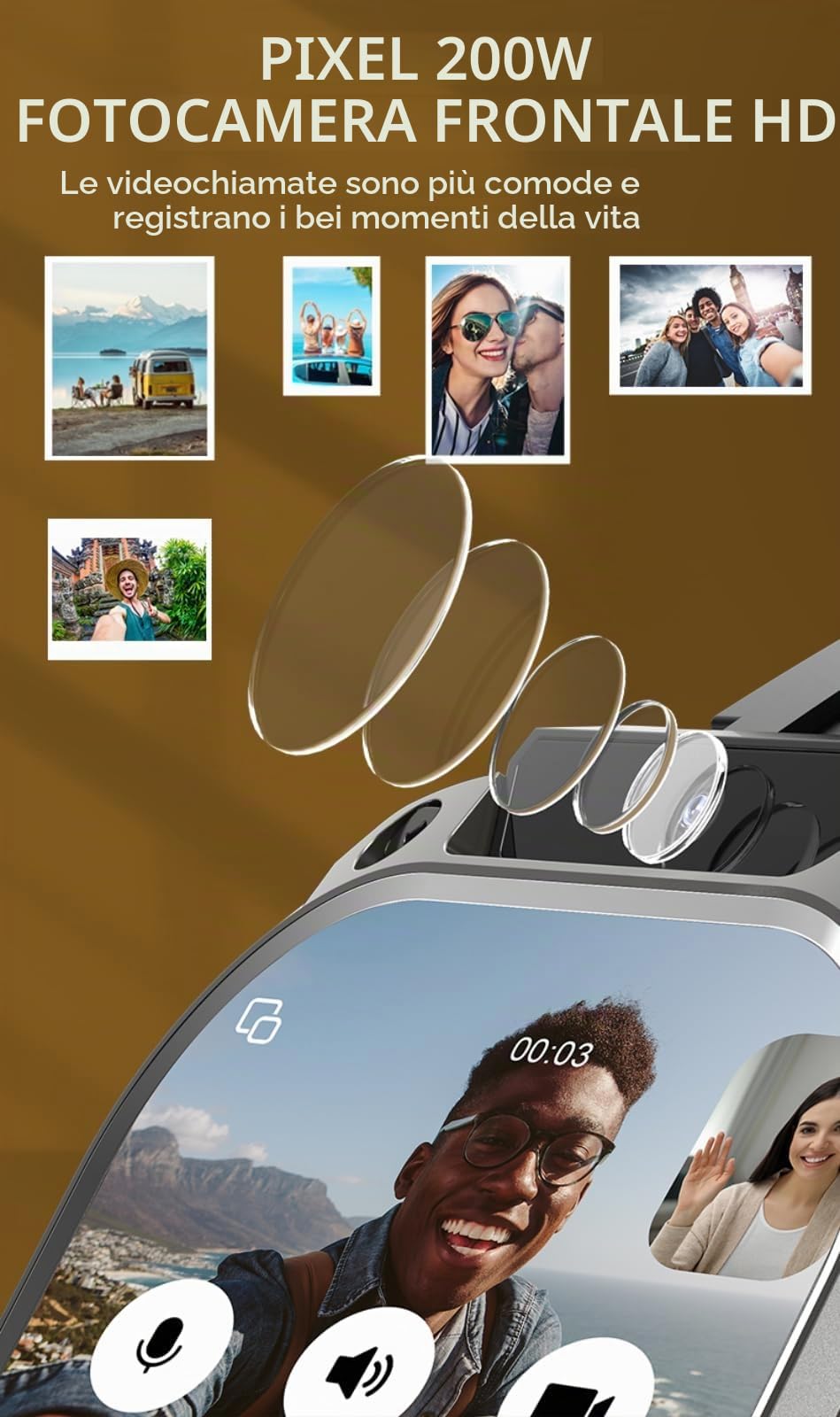 Generico Orologio Smart 5G con Scheda SIM, Fotocamera HD e App Scaricabile, Orologio Multifunzionale per Videochiamate e Gestione della Salute per Appassionati di Tecnologia