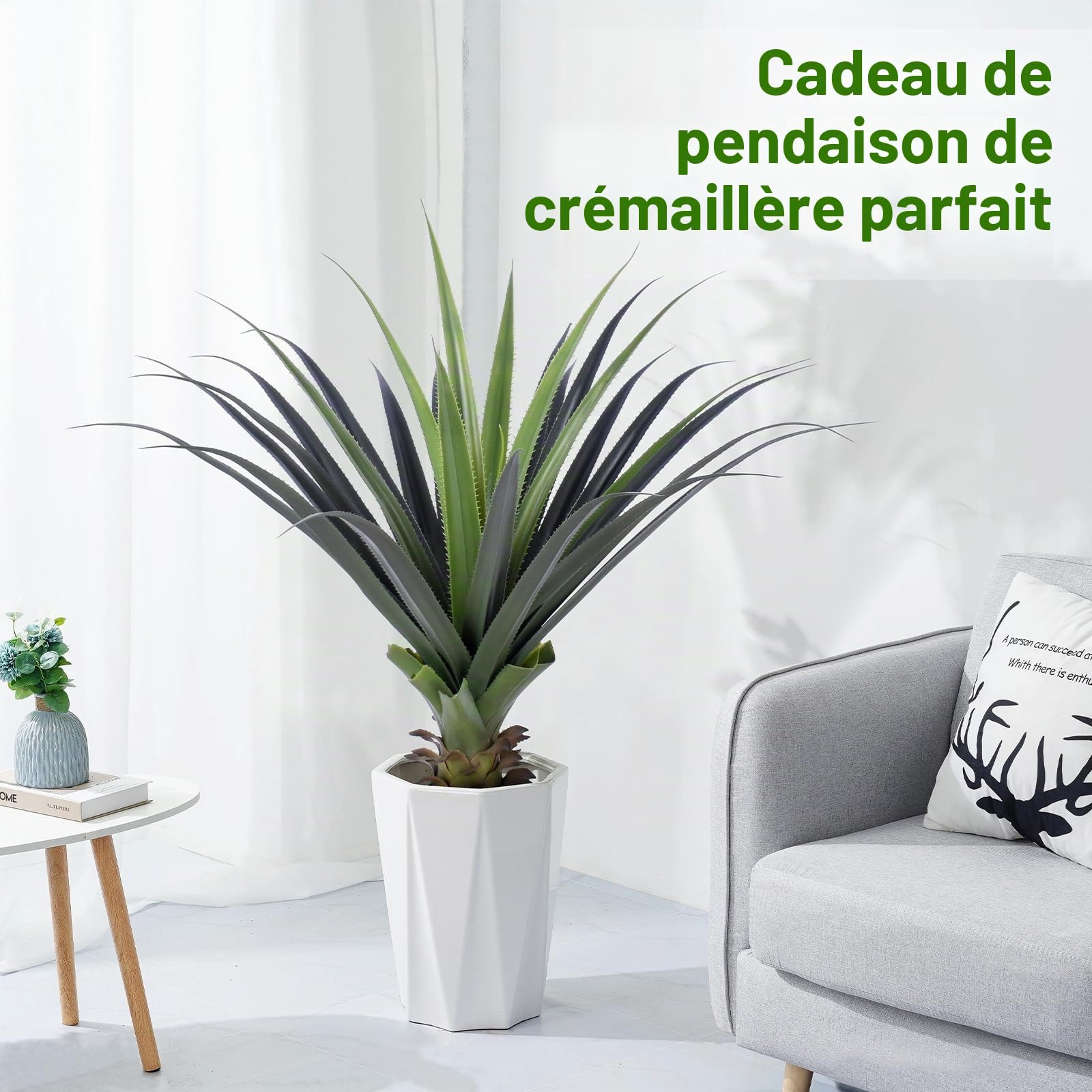 Plantes Artificielles Agave 90cm Haute avec Pointe, Arbre Artificielle Extérieur pour Porche, Terrasse Maison Intérieure Décoration