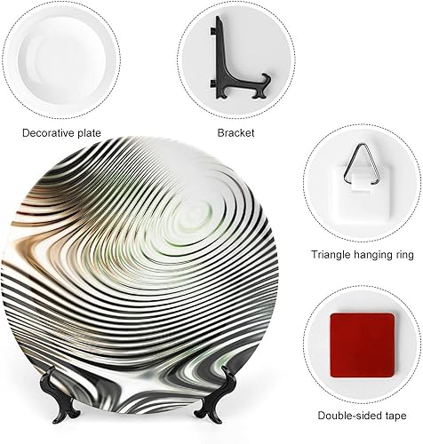 Miniatura 3 de LIGUTARS Platos decorativos, adorno de impresión de decoración abstracta, patrón geométrico moderno como cebra, 7 pulgadas, decoración de pared de