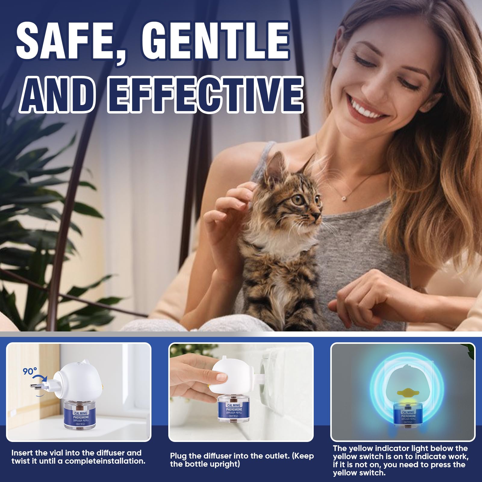 Piuess Pheromones Chat Feromone 6 in 1 pour Diffuseur Pheromone PhéRomones Anti Stress Prise Calmant Apaisant Apaiser Les Chats Conflit FéLines Relaxantes Et Calmantes Insipide(2 Prise + 4 Recharges)
