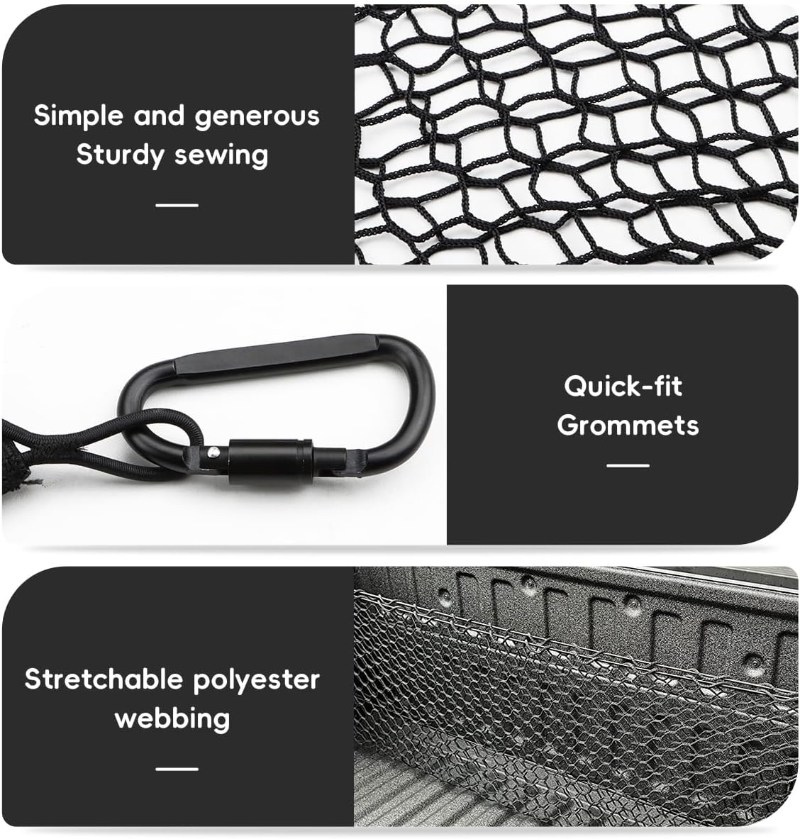 MARCHFA Truck Bed Cargo Net Compatible for 2013-2021 2022 2023 2024 2025 2026 Chevy Silverado &GMC Sierra Accessories for Trunk Cargo Double Storage Net