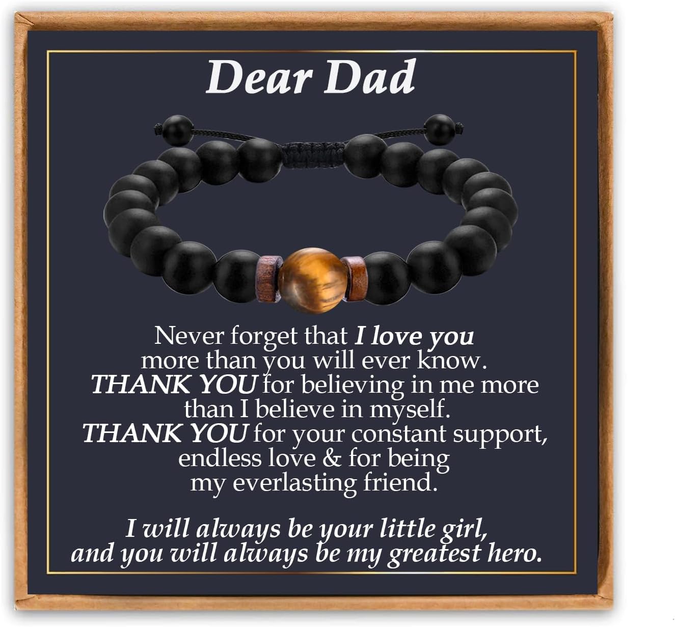 Gifts for Mens Boy Dad Husband Brother Boyfriend Son Uncle Nephew Grandson Grandpa Son in Law Stepdad New Dad, Tiger Eye Beaded Bracelet Gifts for Birthday Fathers Day Graduation Christmas Presents
