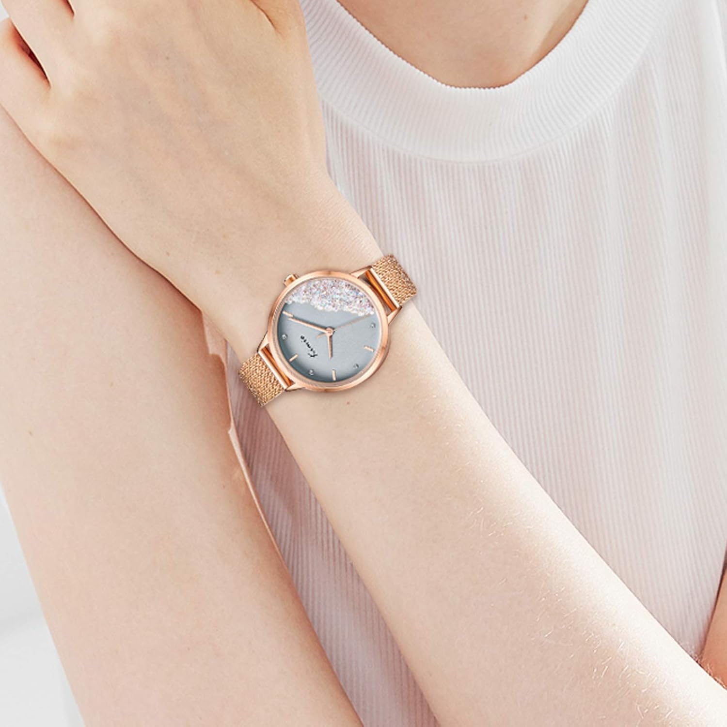 RORIOS Orologi da Donna Analogico Quarzo Orologi in Maglia in Acciaio Inossidabile Minimalista Vestito Orologio da Polso Donna RORIOS Orologi da Donna Analogico Quarzo Orologi in Maglia in Acciaio Inossidabile Minimalista Vestito Orologio da Polso Donna