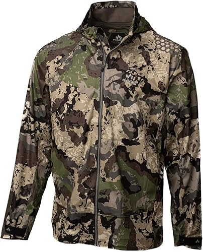 Miniatura 2 de Pnuma Outdoors Chaqueta impermeable de 3 capas a prueba de elementos, impermeable, transpirable, ligera, plegable, ultra silenciosa, para caza