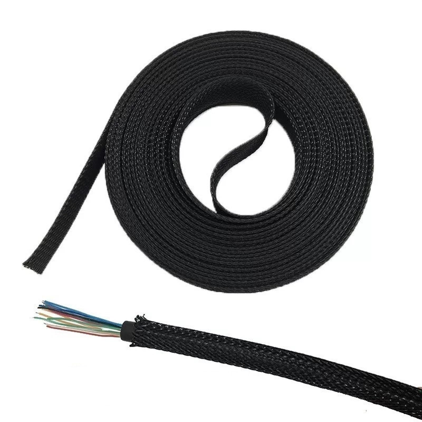 Manchon de Câble Gaine Tressée 5M Manchons de Tressage de Câble, PET 2-80mm Gaine Flexible, Protection de Ligne Gaine de Câble Haute Densité (12mm)