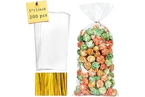 Labeol 200PCS 5x11 Cellophane Treat Bags Clear