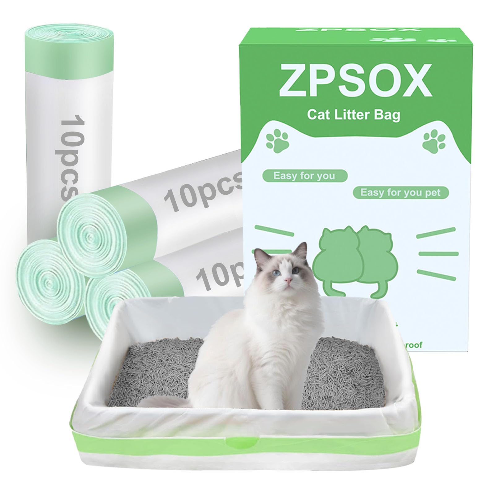 40 Count 36" x 18" Cat Litter Box Liners bag xl extra large, 4 Rolls Drawstring Litter Bags, Extra Thick Litter Pan Liners Heavy Duty,（4-Pc/40 Counts）