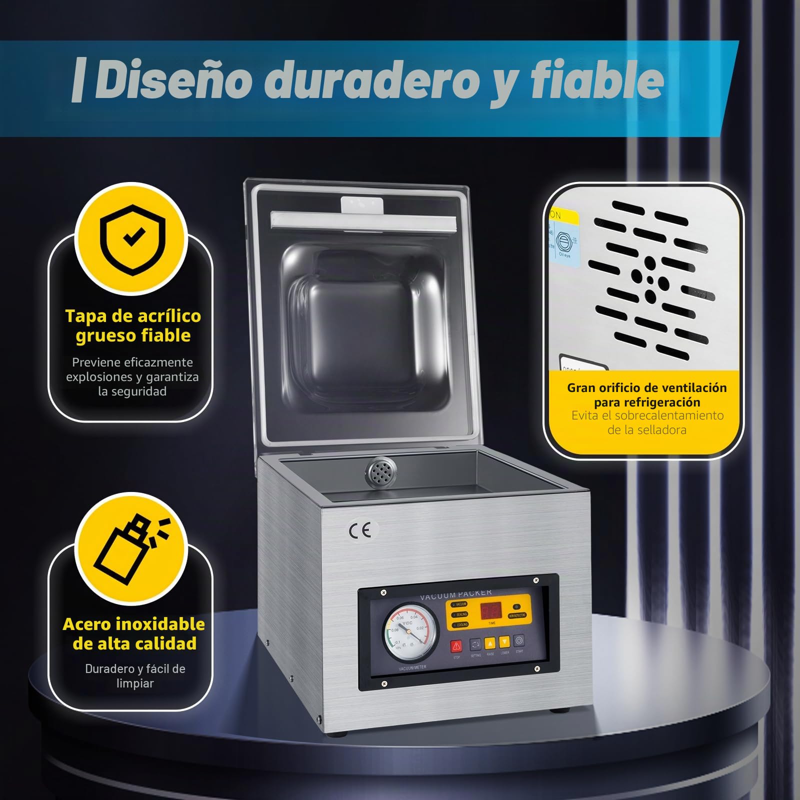 DZ-260S - Envasadora al vacío profesional de 5 litros para líquidos, máquina de vacío para sellado al vacío para sellado de alimentos, ideal para restaurantes
