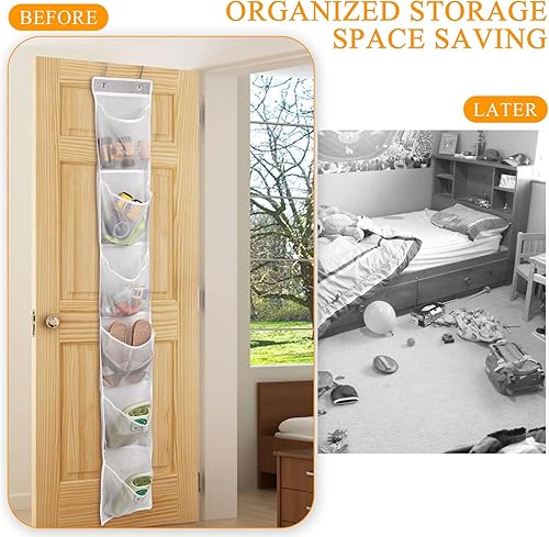 Miniatura 3 de 6 bolsillos grandes de malla sobre la puerta organizador de zapatos botas colgante almacenamiento zapatero para armario - gris