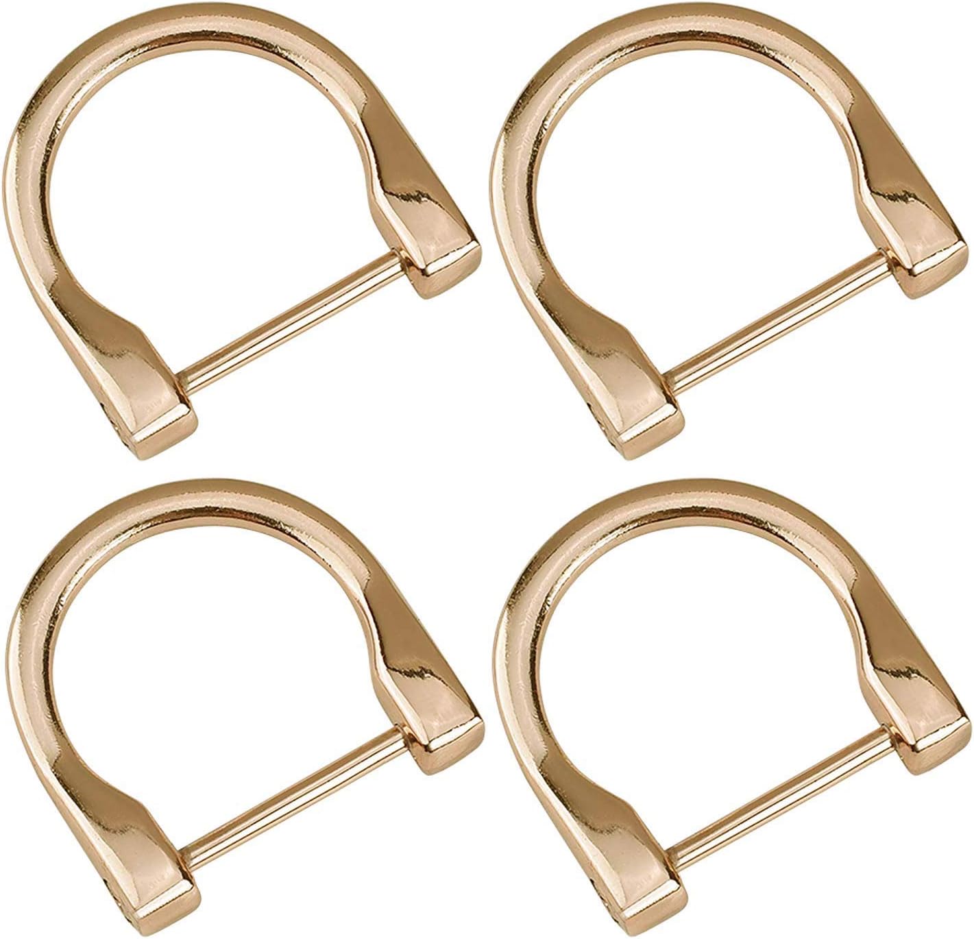 4Pcs 1.1inch D-Rings Screw in Shackle Horseshoe U Shape D Ring DIY Leather Craft Purse Keychain Accessories(Gold)