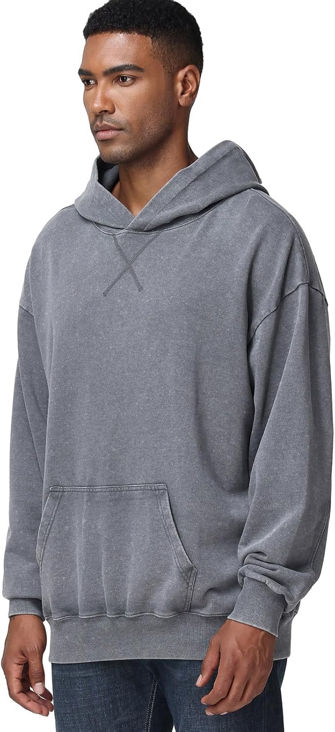 KEEPSHOWING Mens Oversized Hoodie Unisex Acid Wash Hoodie Vintage Pullover Hoodies Hip Hop Sweatshirts with Pocket - Image 5
