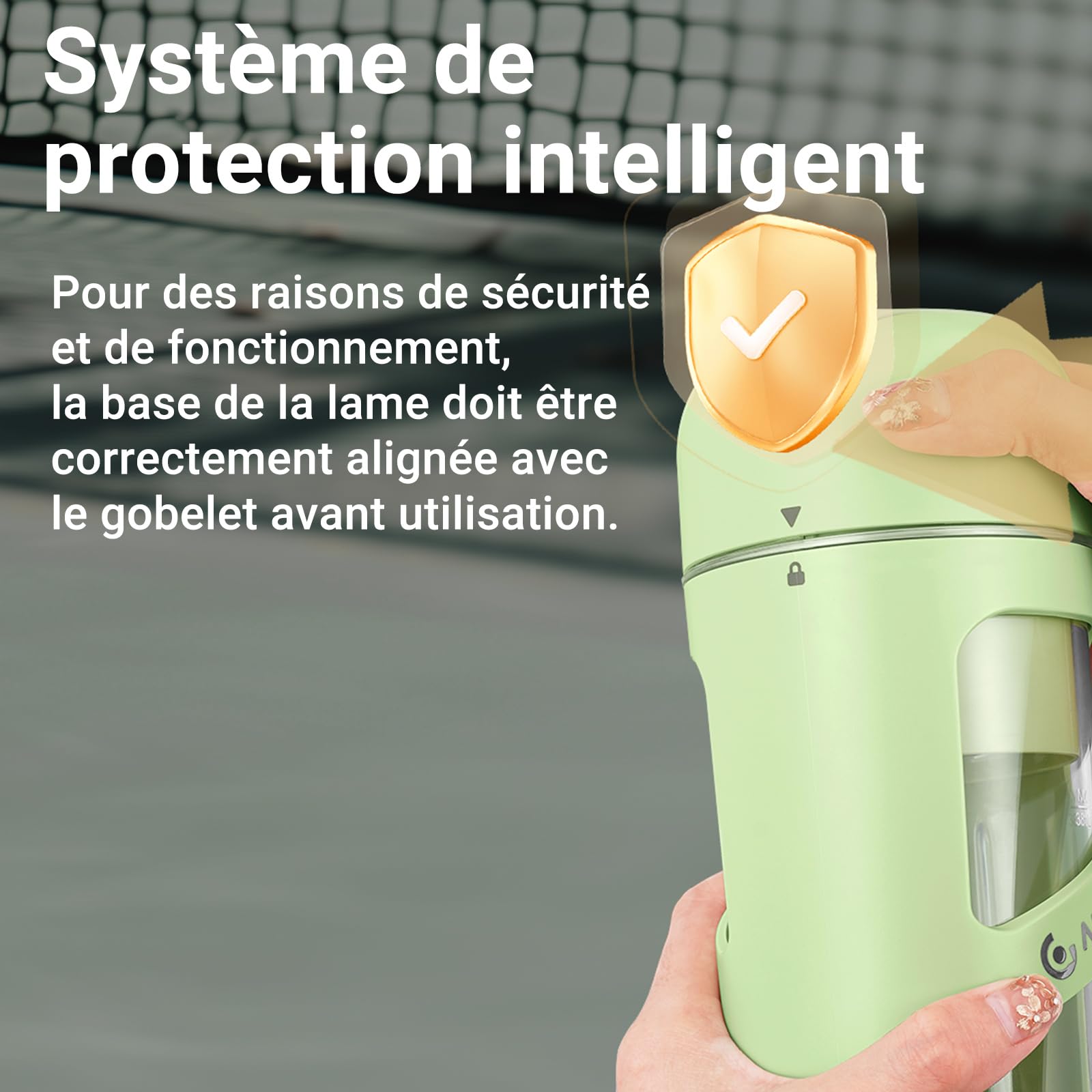 AMZCHEF Blender Portable - Mini Mixeur Sous Vide Pour Les Shake Et Les Smoothie - Forte Puissance De Coupe Avec 10 Lames, Sans BPA - Mixeur Portable Pour Le Sport, Les Voyages（Vert Herbe）