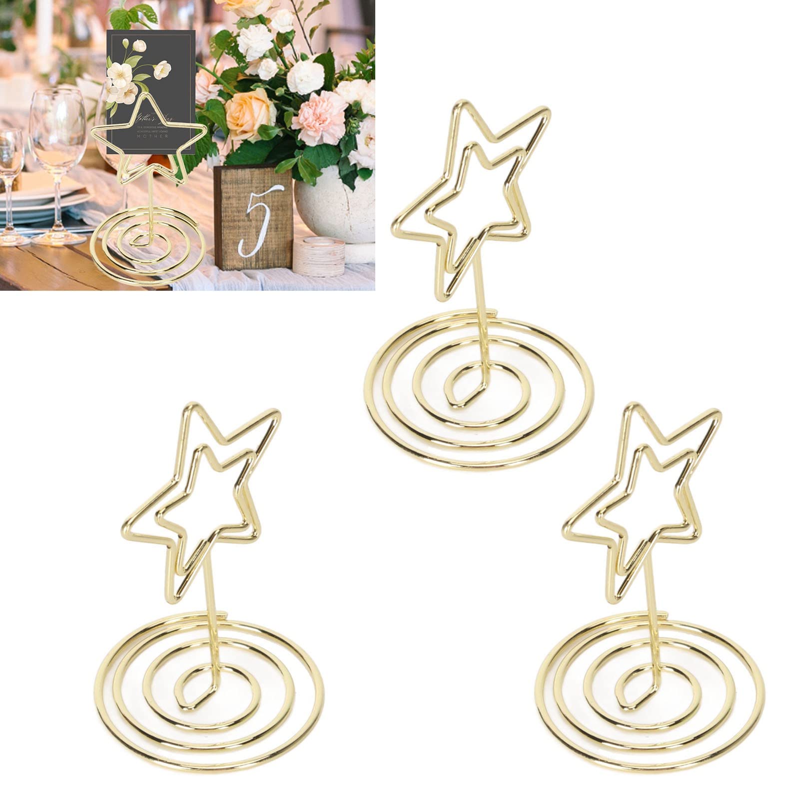 Buachois 20 Pezzi Supporti per Cartellini Segnaposto,Supporto Circolare Inferiore, Filo Metallico, Portafoto, Utilizzato per Appunti di Ufficio, Matrimoni, Ristoranti, Feste di Compleanno
