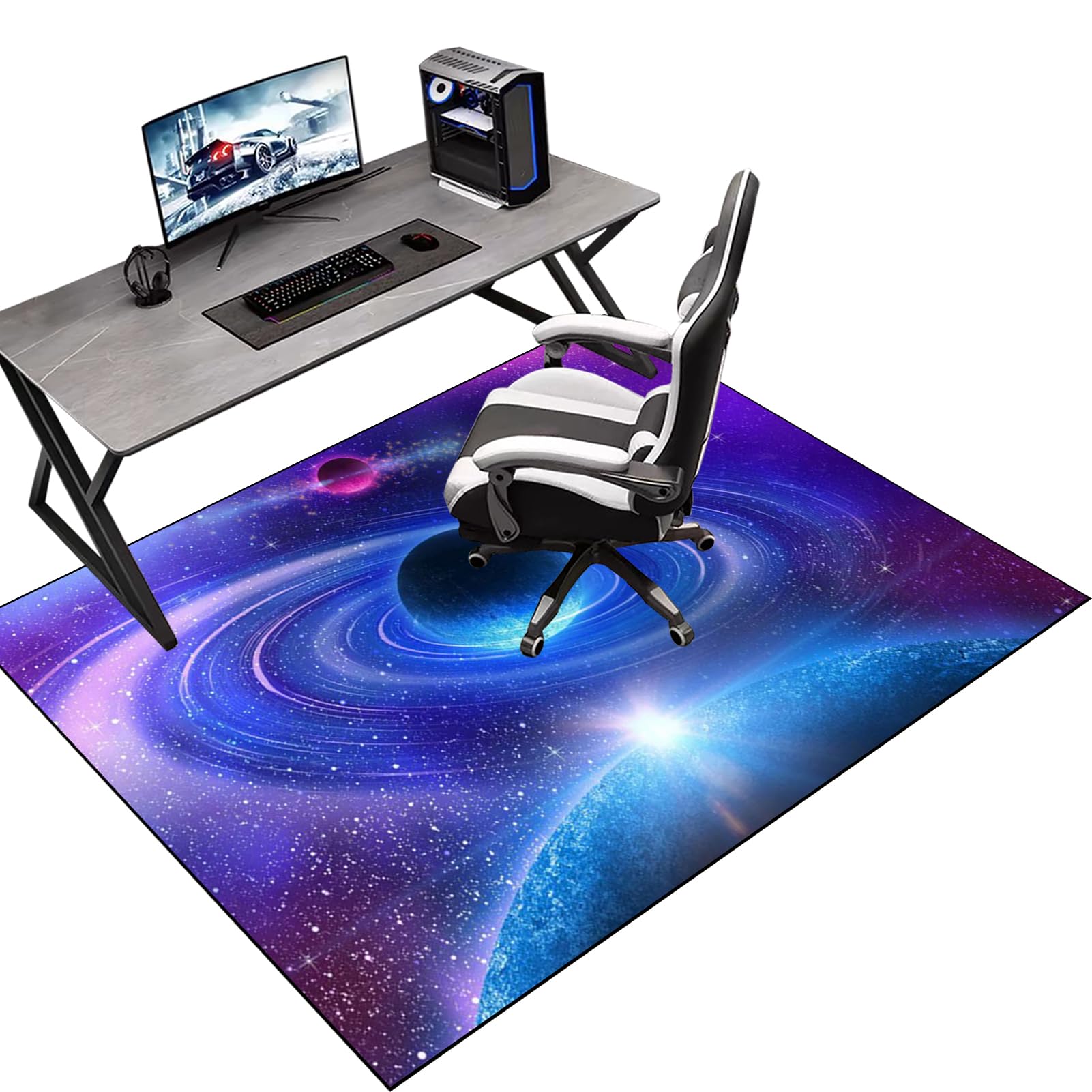 Protective Floor Protector Mat, Office Chair Mat for Carpeted Floor, Gaming Chair Mat Non-Slip, Chair Mat Carpet Protector for Low Pile Carpets, Floor Mat for Computer Desk Chairs 120 x 140 cm