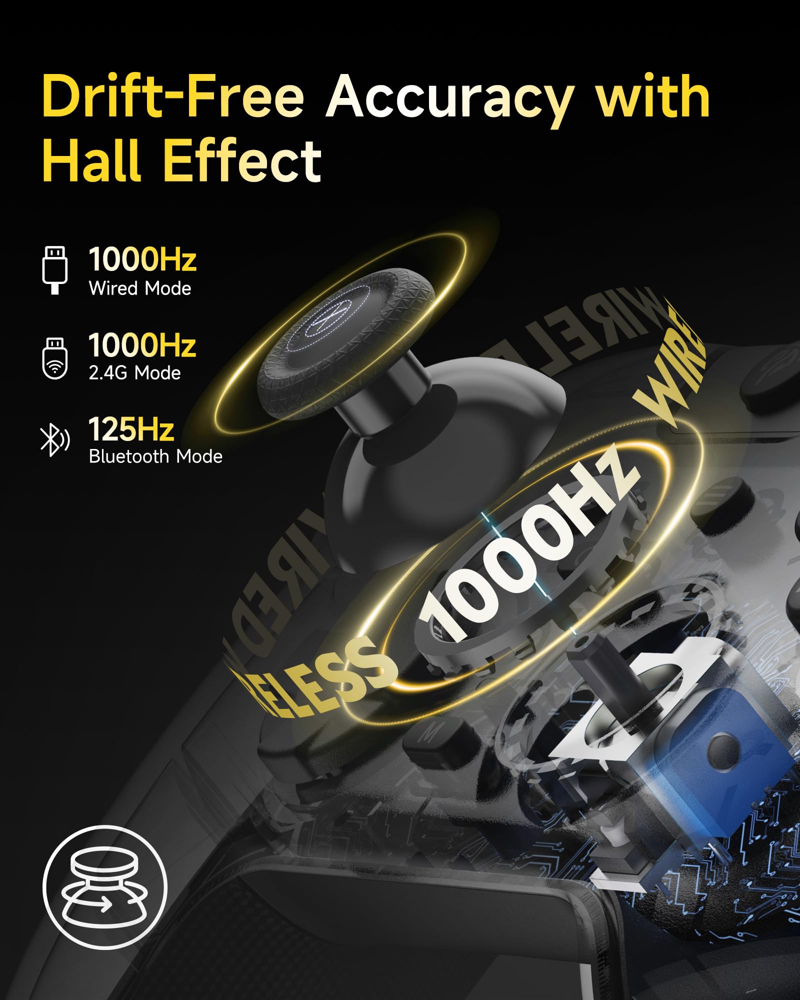 EasySMX X05Pro Bezprzewodowy kontroler PC z cichymi przyciskami dokującymi, 2 VIT, D-Pad 8 Dir, programowalny, joysticki Hall, akumulator 1000 mAh, 1000 Hz. Kompatybilny z PC/Switch/Android/iOS