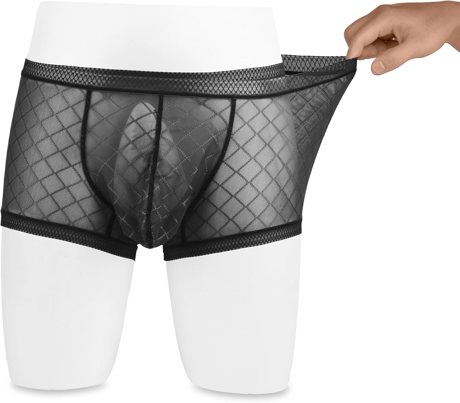 Men's Sexy Mesh Underwear Briefs See Through Sheer Boxer Briefs with Pouch - Image 7