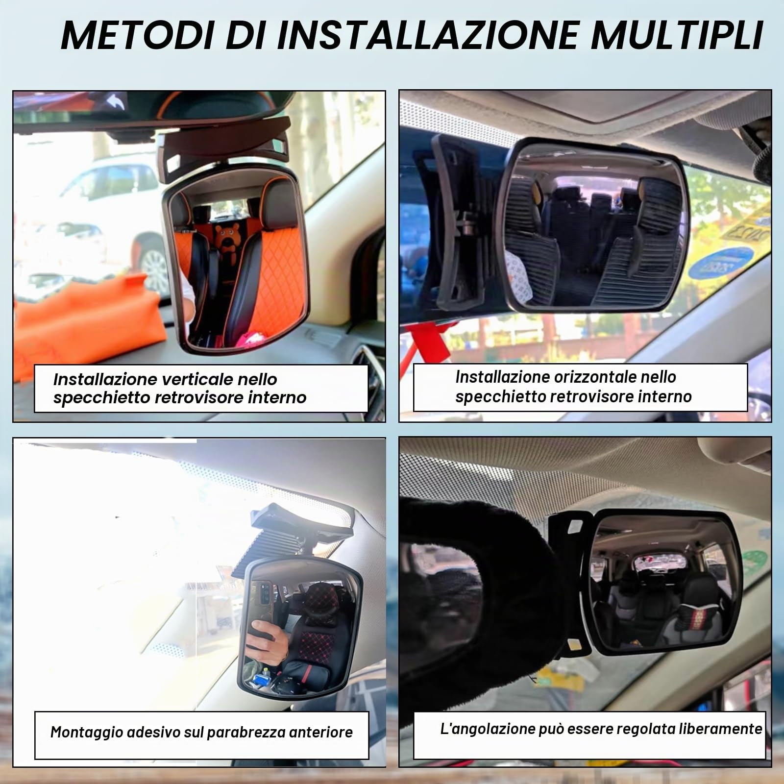 1PC Specchietto Retrovisore per Auto,Universale Bambino Vista Posteriore Specchio Regolabile a 360° Autoadesiva Specchietto per Osservazione per Seggiolino Auto