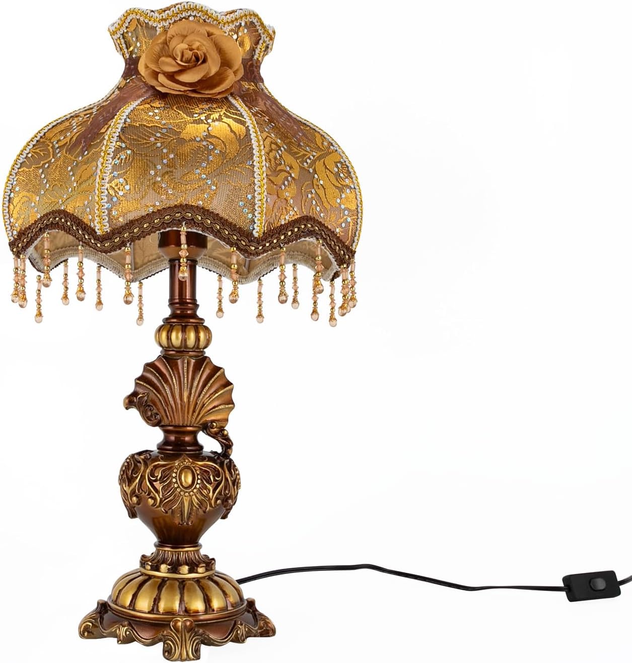 Eapmic Table Lamp European Style Desk Bedside Reading Light Deco Bedroom Bedside Nightstand Reading Desk Light for Living Office Retro Unique Cute Accent Decor