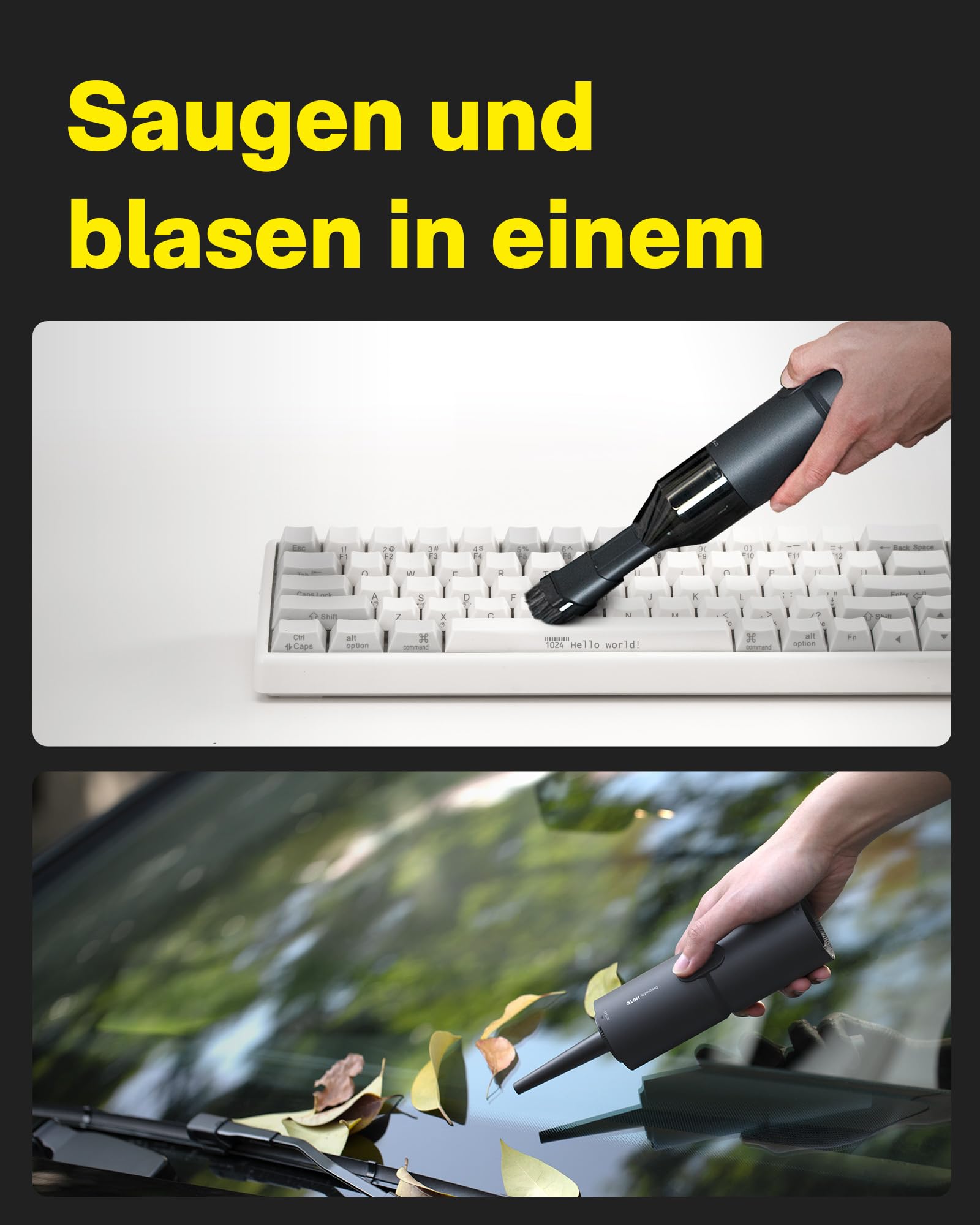 HOTO Autostaubsauger, 15000Pa Saugleistung, 4-in-1 Akku-Handstaubsauger Auto mit Waschbarem Filter, Mini-Luftgebläsepumpe, Tragbar Handstaubsauger für Auto, Bürotisch, Tastaturen, Kaffeemaschinen