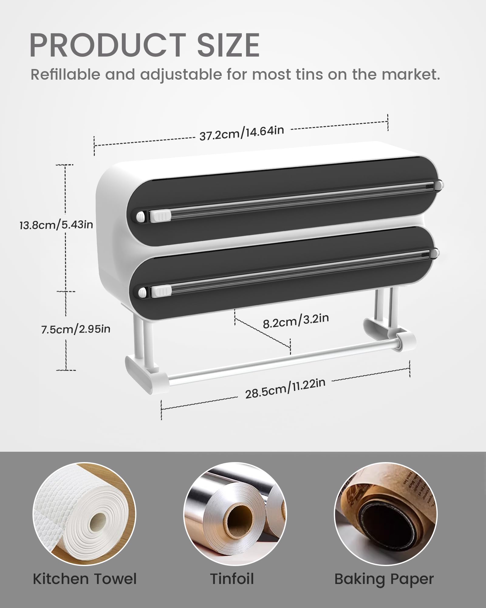 Porta Pellicola Magnetico Con Taglierina - Per Rotoli Fino A 30 Cm, Da Frigorifero - Foto 13