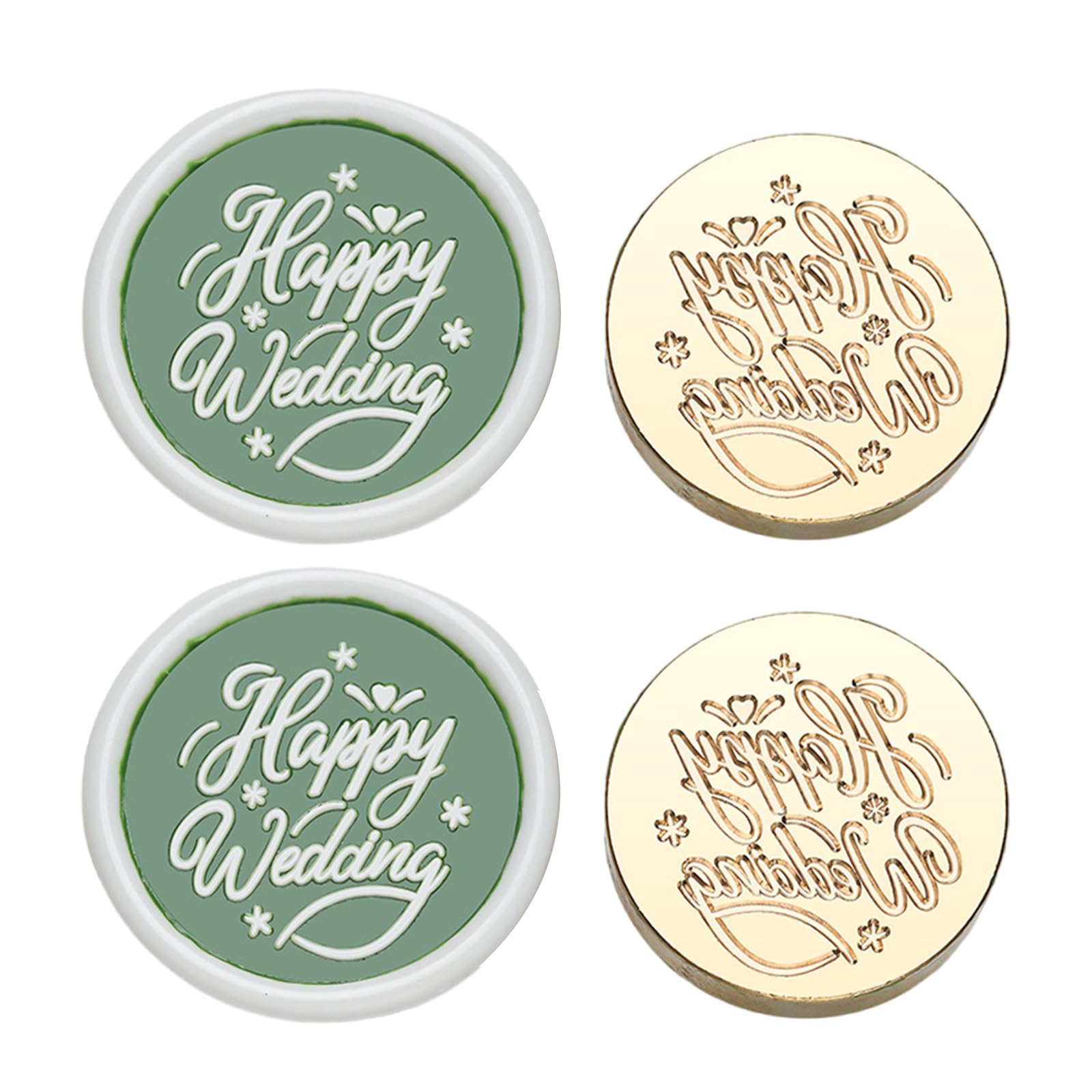 Jazuaiao 2Pieces Vintage Sealing Stamp Head for Wedding Invitations Envelope Scrapbooking Embossed Sealing Stamp Replacements Christmas Seal