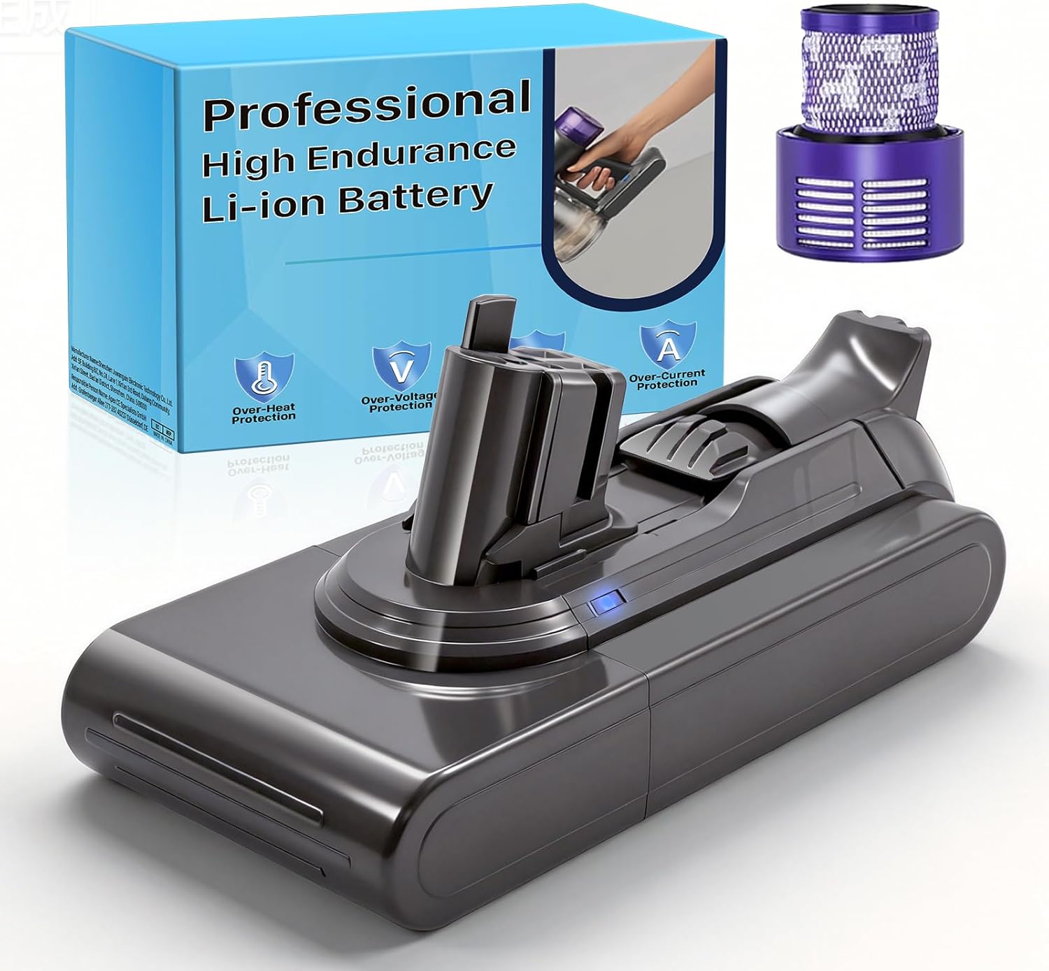 WAVYPO V11 Battery 10000mAh Click-in for Dyson V11/V15, Compatible with Extra/Absolute/Animal/Torque/Drive/Outsize/SV15/SV22/970425-01, Not for Screw-in Models