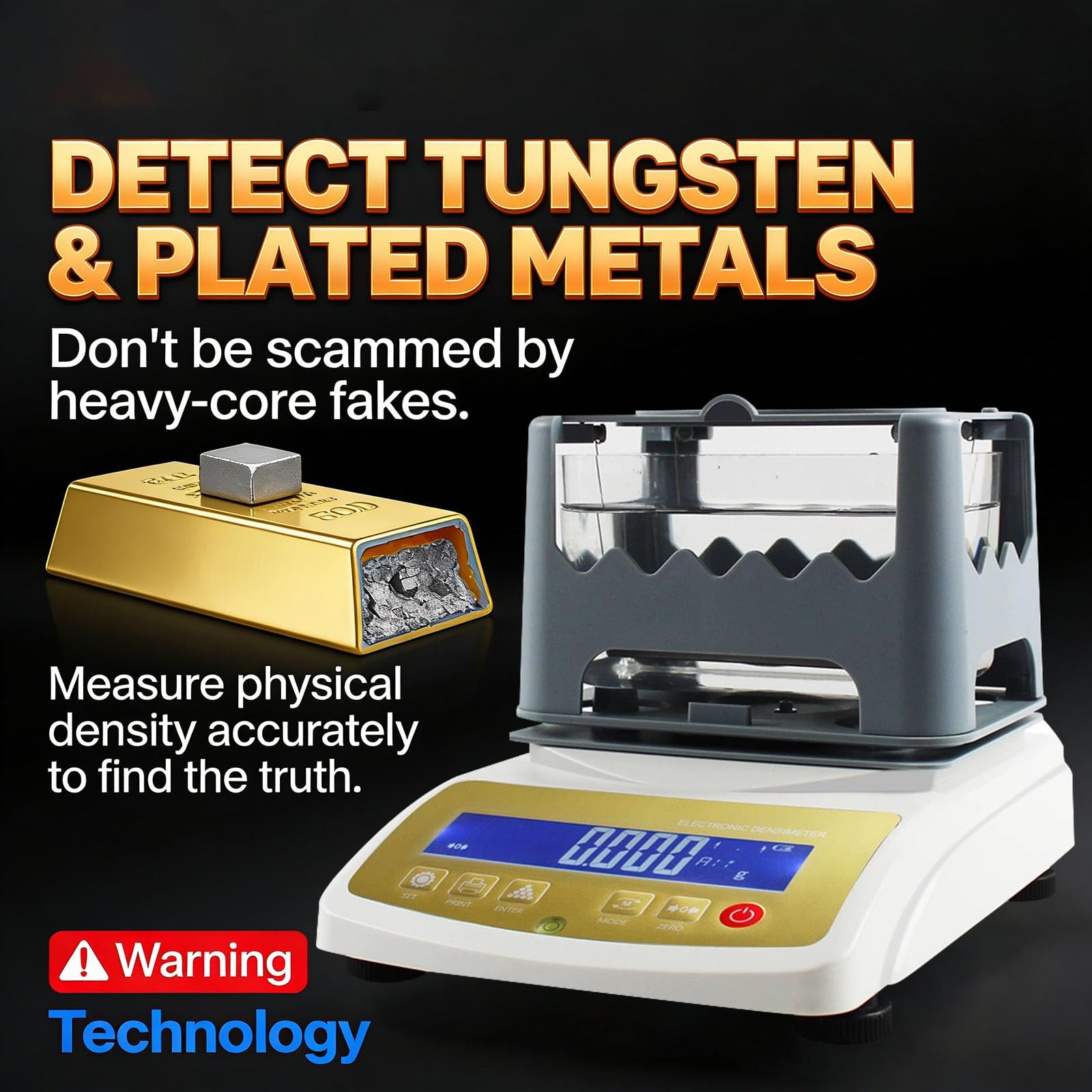 Hydrostatische Waage 0.01g-0.001g Edelmetall Analysegerät Laborqualität Goldtester Profi Dichtemessgerät Nach Dem Archimedischen Prinzip(0.01g/300g)