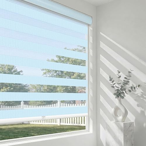 Artpuch Custom Size Zebra Blinds for Windows, Free-Stop Dual Layer Light Filteri