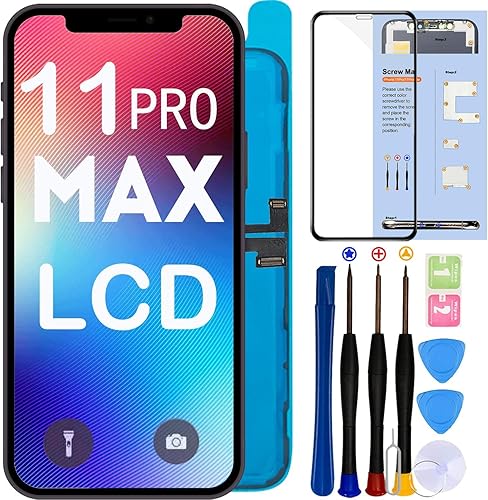 Reemplazo de pantalla LCD para iPhone 11 Pro Max de 6.5 pulgadas (A2161, A2220, A2218, con identificación facial y pantalla táctil 3D, kit de