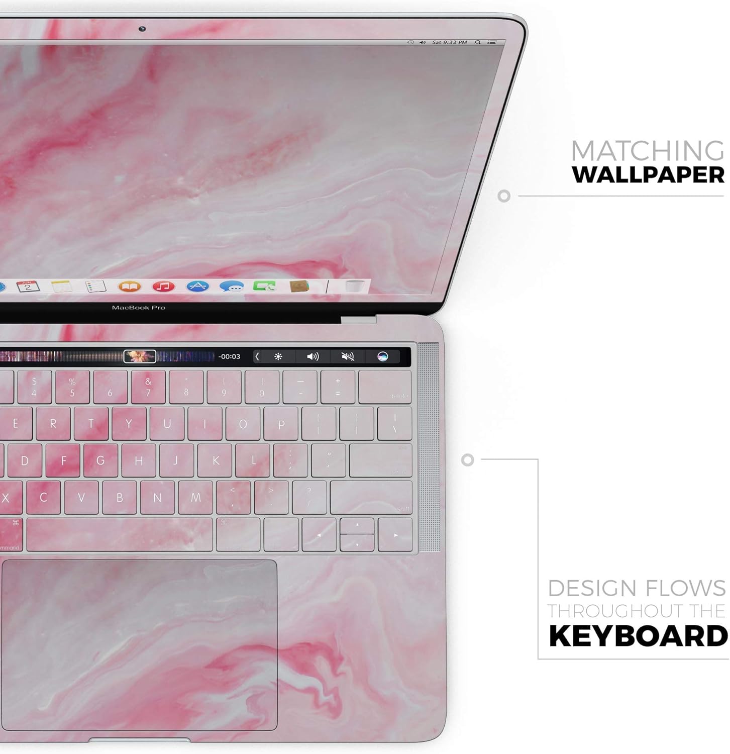 DesignSkinz - Compatible with MacBook Pro 16" M3/M4 (A2991/A3403) - Skin Decal Protective Scratch Resistant Vinyl Wrap - Marbleized Pink Paradise V6