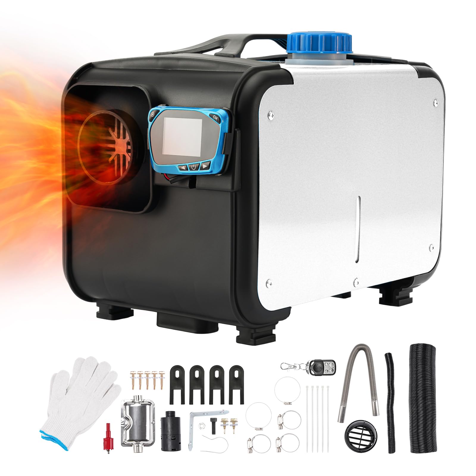 5 kW 12 V wielofunkcyjny podgrzewacz powietrza na olej napędowy z monitorem LCD, szybkie nagrzewanie, zdalnie sterowany podgrzewacz postojowy do kamperów, przyczep, ciężarówek, samochodów kempingow