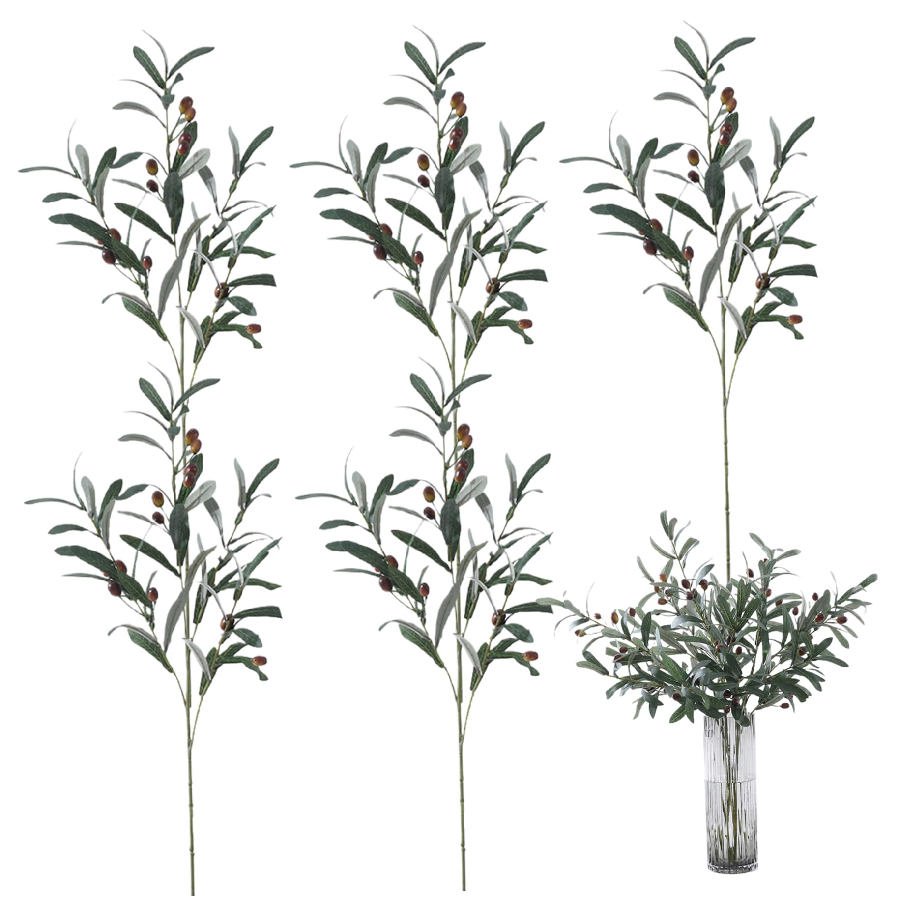 Branches d'olivier artificielles réalistes de 30 pouces pour grand vase de salon